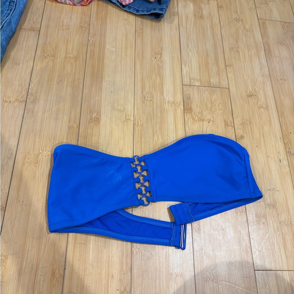 No Boundaries Blue Strapless Bodycon Dress with Cut-Out